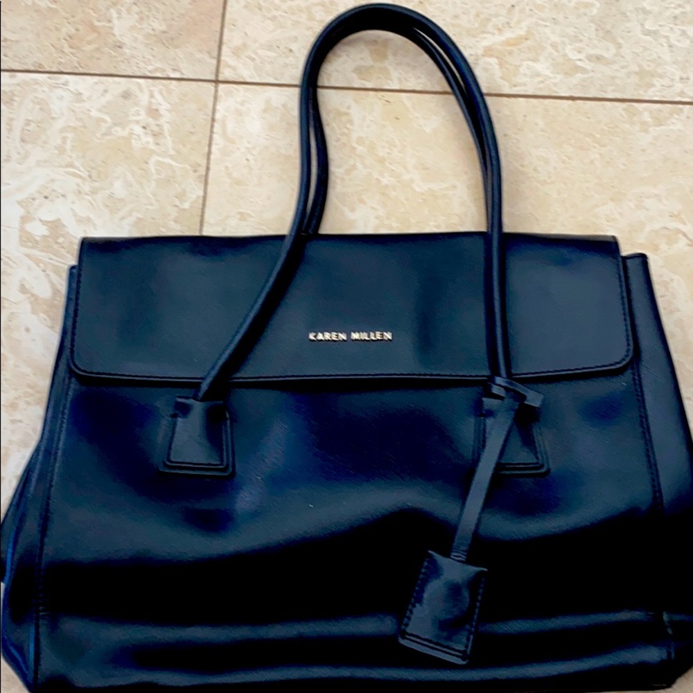 Black Leather Karen Millen London handbag